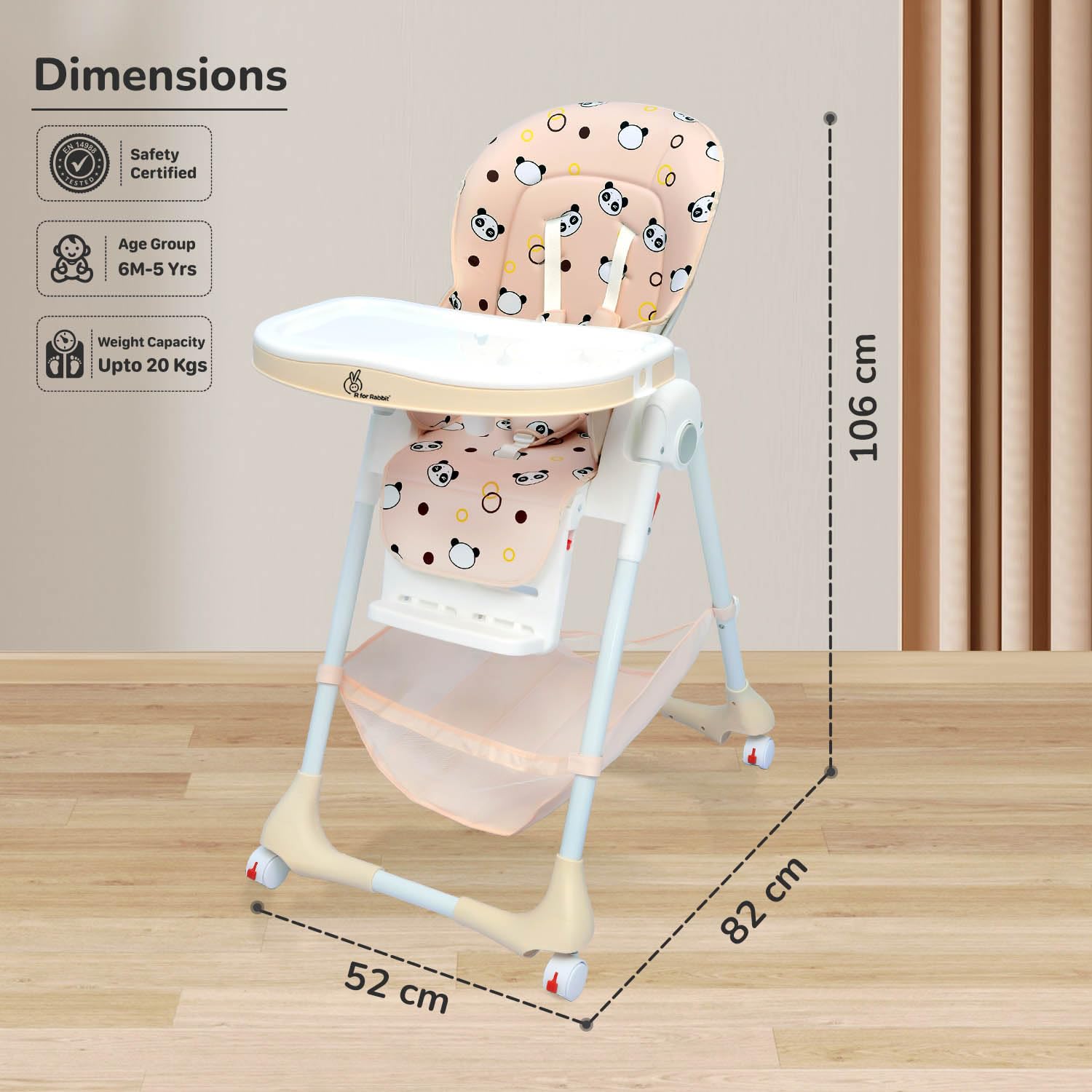 Marshmallow Lite 6-level adjustable baby high chair with bear design for feeding. www.usmile.toys